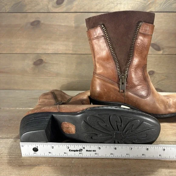 born mila womens size 6.5 shoes brown leather heel pull on comfort boots - Picture 10 of 10